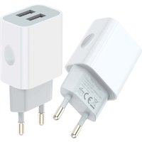 European Wall Charger, USB 2.1AMP Universal Europe Charger Block Dual Port Plug Compatible for Mobile Phone