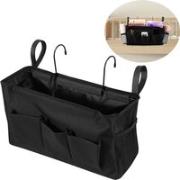 Bedside Caddy Storage Bag Oxford Cloth Multi Pockets Hanging Bag Large Capacity Hanging Storage Organizer with Metal Hook