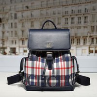 CH 2026 Women's Color Block Backpack Luxury Design Preppy Style School Bag, Versatile Travel Backpack