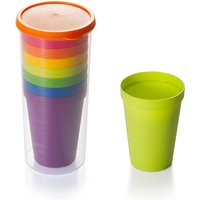 7pcs Rainbow Plastic Cups Set Reusable Water Mug Picnic Travel Trendy Funny Portable Rainbow Suit Cup Party Kids Drink Cup