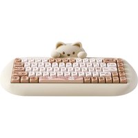 YUNZII C68 Coffee 65% Hi-Fi Cute Cat Silicone Hot Swap NKRO Ergonomic Wireless BT5.0/2.4G/Wired RGB Mechanical Gaming Keyboard