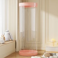Large Capacity Doll Storage Bucket Plush Toy Display Cabinet Transparent Storage Tube Kids Figurines Organizer Household Storage