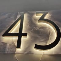 Modern Residential LED House Number Light Outdoor Waterproof Home Hotel Door Plates Metal Illuminated House Sign Address Sign