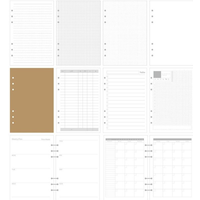 Sharkbang A5 Refill Notebook, 45 Sheets 6 Holes Notebook Index Papers, Gird/Line/Blank/Monthly Memo Pads, School Supplies