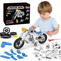 Erector Set Motorcycle Stem Building Toys For Kids Metal Building Construction Model Kit 5 Variable Multi Shape Motorbike