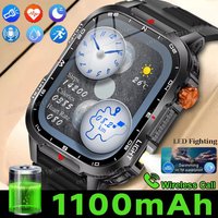 Military Outdoor Smart Watch Menโs GPS Tracking Flashlight Bluetooth Call 2.01" AMOLED Screen 5ATM Waterproof Sports Smartwatch
