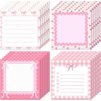 1pc Pink Bow Sticky Notes,Ins Style Self-Adhesive Tear-Off Notepad To Do List Stickers,Office School Memo Pad Reward Gift