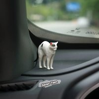 1PCS Cute Realistic Cat Figurine Car Decor Simulation Kitten Ornament for Dashboard Console Window Sill Auto Interior Accessory