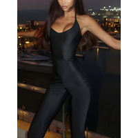 Women's New Fashion Solid Color Strappy Backless Bodysuit