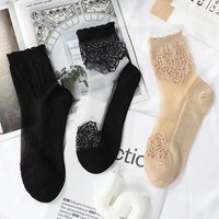 6 Pairs of Women's Floral Lace Ankle Transparent Mesh Socks with Cotton Sole Soft Breathable and Wearing Casual Daily Matching