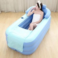 Inflatable Bathtub PVC Foldable Blow Up Tub With Seat Mat for Shower Folding Bath Bathroom Supplies for Women Girls Family Teens