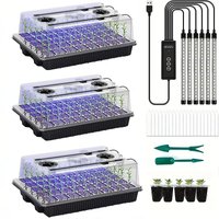 3Pack 120 Cells Seed Starter Tray 6 LED Grow Lights Smart Timer 3 Modes Indoor Greenhouse Germination Kit for Home Gardener