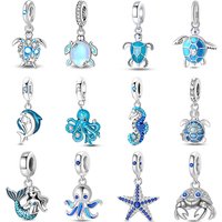 925 Sterling Silver Luminous Sea Turtles Starfish Jellyfish Charms Pendant For Women Fit Original Bracelet DIY Jewelry Gifts