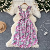 YuooMuoo Women Dress 2025 New Korean Fashion Floral Print Long Summer Dress Vacation Style Lady Beach Vestidos