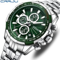 CRRJU Luxury Brand Men's WristWatch Original Fashion Quartz Classic Watches For Men Waterproof Business Steel Band Clock Man