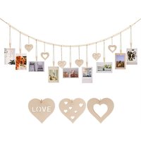 Wall Hanging Picture Display String Wooden Tassel Clips Photo Display Wooden Bead Photo Frames Home Bedroom Dorm Wall Decoration