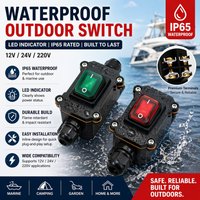 Waterproof Marine Rocker Switch with LED Outdoor Junction Box Inline Power Cord IP65 12V 24V 220V