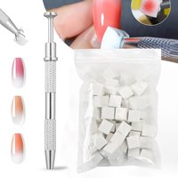 50Pcs Nail Art Sponges + Grabbing Pen Ombre Nail Art Kit Mini Square Soft Sponges for Gel Polish Glitter Gradient Manicure Tools