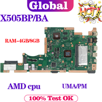 KEFU X505BP Mainboard For ASUS Vivobook X505BA A505B F505B K505B V505B S505B Laptop Motherboard E2 A4 A6 A9 4GB/8GB-RAM UMA/PM