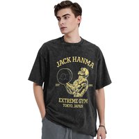 Jack Hanma Baki the Grappler Washed T Shirt Streetwear Hip Hop Vintage T-Shirts Tees Tops Men Women Cotton Harajuku Printed