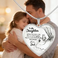 Epoxy To My Daughter Necklaces Cartoon Bear Mom Dad Baby Heart Pendant Necklace For Girls Gifts