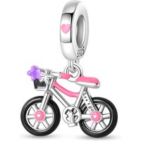 AliExpress Plated 925 Silver Cute Pink Bicycle Girlish Daily Theme Charms Fit Original 925 Charms Bracelet Beads Jewelry Gifts for Women