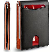 PU Leather Slim Smart Wallet for Men with Money Credit Card Clip Mini RFID Blocking Leather Mens Thin Wallet Card Holder