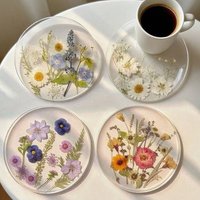 2D Flat Acrylic Coasters, a Colorful Wildflower Print Design, for Weddings, Birthdays, Everyday Use, Christmas, Tabletop Decorations.