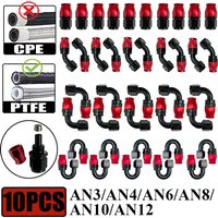 10X AN3 AN4 AN6 AN8 AN10 Straight/45°/90°/180° Degree Reusable Fuel Hose End Fitting Adapter For Swivel PTFE Oil Line Brake Pipe