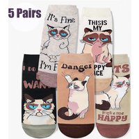1/5 Pairs Women Girls Funny Animal Socks Cute Cat Socks Colorful Novelty Funny Socks for Animal Lover Breathable Cotton Socks