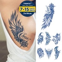 Semi-Permanent Wings Compass Text Word Waterproof Temporary Tattoo Stickers Juice Lasting Tattoos Body Art Fake Tatto Women Men