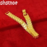 SHSTONE 18K Gold Watchband/Watch Strap Bracelet For Woman Fashion Jewelry Men Hand Chain Wedding Party Birthday Bangles Gifts