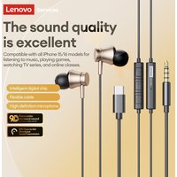Lenovo YF31 Soft Fit In-Ear Wired Earphones Gaming Headphone Type-C/3.5mm 360° Surround Sound Ultra-low Latency Earbuds With Mic