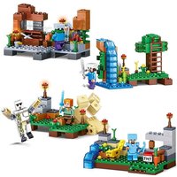 Hot Toys 4 IN 1 Ocelot My World Building Blocks Minecraftinglys Sets With Steve Action Figures Bricks Sets Kids Toys