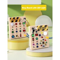 Montessori Busy Board With Switch Control Wooden Toddler Toys Sensory Travel Activities Toys For Kids Puzzle Early Learning Toys