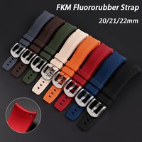 Curved FKM Strap 20mm 21mm 22mm Universal Quick Release Fluoro Rubber Sport Bracelet Watch Band for Longines Omega Casio Seiko
