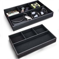 Multifunctional Leather Desktop Organizer: Creative 4-Compartment Tray for Home Accessories and Small Items