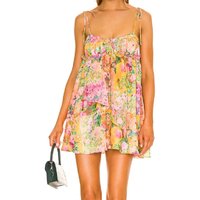 2024 Summer Holiday Bow Ruched Flower Print Suspenders Mini Dress Plus Size S-3XL Women Backless Lacing up Sling Beach Vestidos