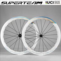 SUPERTEAM White Paint Disc Brake Carbon Wheels Center Lock/6 Bolt Road Bike Wheels 700C UCI Quality Road Racing Wheelset