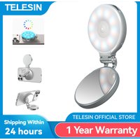 TELESIN Magnetic 360° Rotation RGB Fill Light Mini Selfie Light 3 Mode Adjustable Color Brightness for Smartphone Iphone Android
