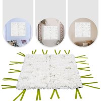 1x1m Artificial Flower Wall Panel Cream White Flower Wall Mat Silk Rose Flower Panels with White Roses, Dahlias & Hydrangeas for Wedding, Party & Photo Background
