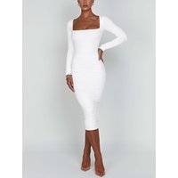 Autumn and Winter Women Sexy Bodycon Dress Square Neck Long Sleeved Ladies Evening Dresses