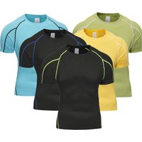 Men's Running T Shirt Summer Sportswear Skinny T-shirt Gym Fitness Sport Tops Tee Elastic Athletic Tights Compression Shirts Men