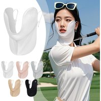 Ice Silk Sunscreen Face Neck Mask UV Protection Cooling Breathable Hidden Mouth Design Adjustable Earloop for Golf Sports Women