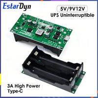 Type-C 15W 3A Fast Charge UPS Power Supply / 18650 Lithium Battery Charger Module DC-DC Step Up Booster Converter 5V 9V 12V