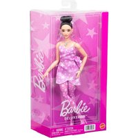 Genuine Barbie Deluxe Style Dolls Black Hair Pink Denim Star-Print Dress Matching Tights Gift Toys Handbag Jewelry Accessories