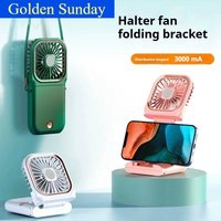 2026 Summer New Folding Neck Fan Usb Charging Treasure Desktop Portable Mute Handheld Mini Fan Outdoor Practical Fan Gift
