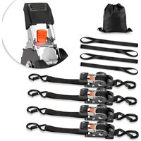 SucceBuy 4er-Pack Einziehbare Ratschengurte 1 Zoll x 10 Fuß Spanngurte mit 4 Weichen Schlaufen Zurrgurte mit Ratschenmechanismus für den Transport von Anhängern
