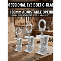 1pc 304 Stainless Steel C-clamp Adjustable 20-130mm Opening Square Clamp Sturdy Pull Ring Fixed Holder Clip Hardware Fasteners