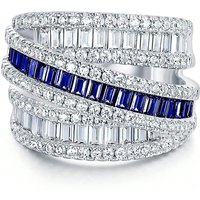 Valuable Lab Sapphire Diamond Ring White Gold Engagement Wedding Band Rings for Women Bridal Party Jewelry Gift